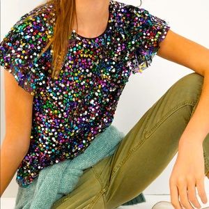 🌈 Anthropologie Multicolor Pamela Sequined Blouse